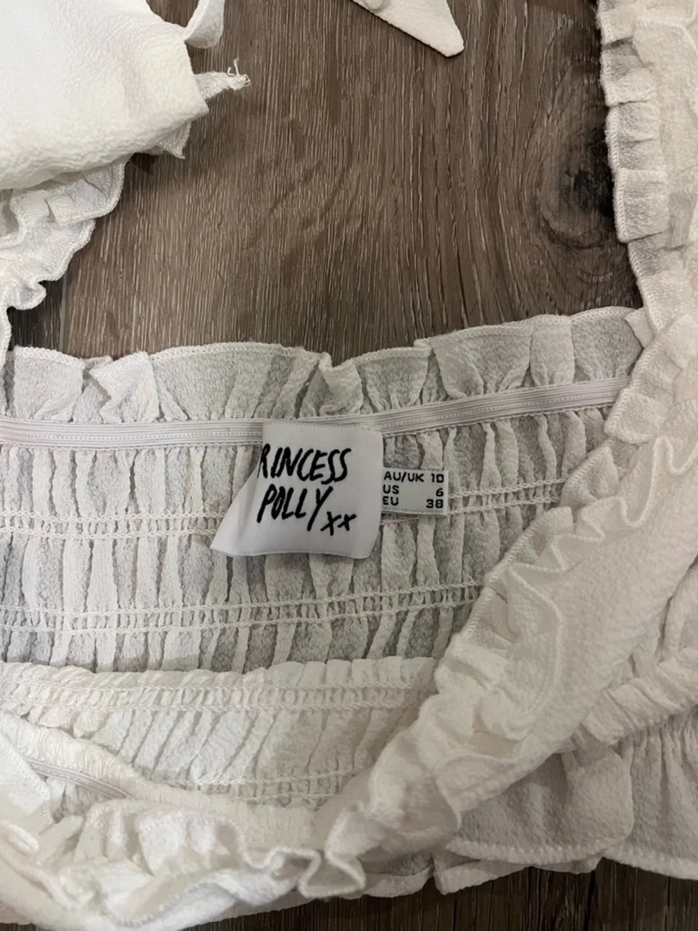 Princess Polly White Ruffle Smocked Crop Top - Picture 3 of 4